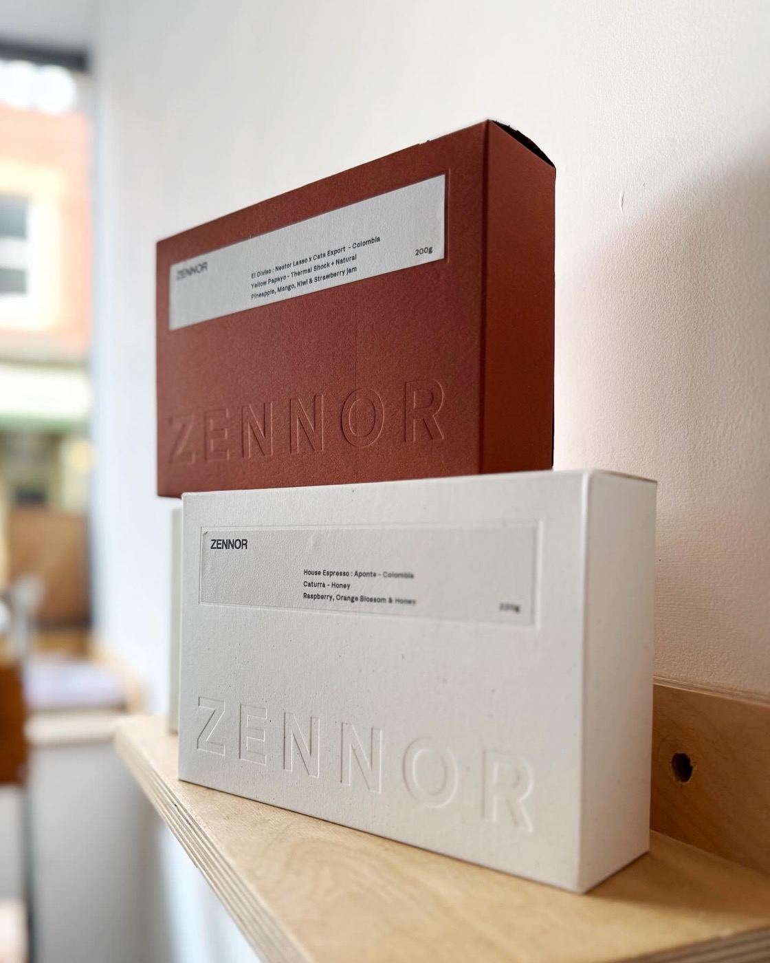 Boxes of Zennor coffee on the Coffee + Beer shelf